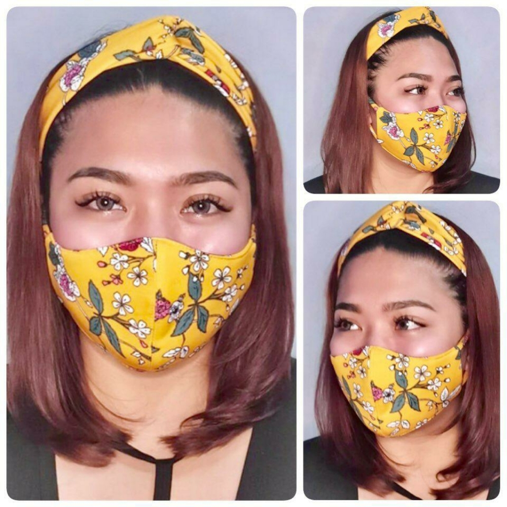 Twist Knot Turban Headband Face Mask Reusable Set